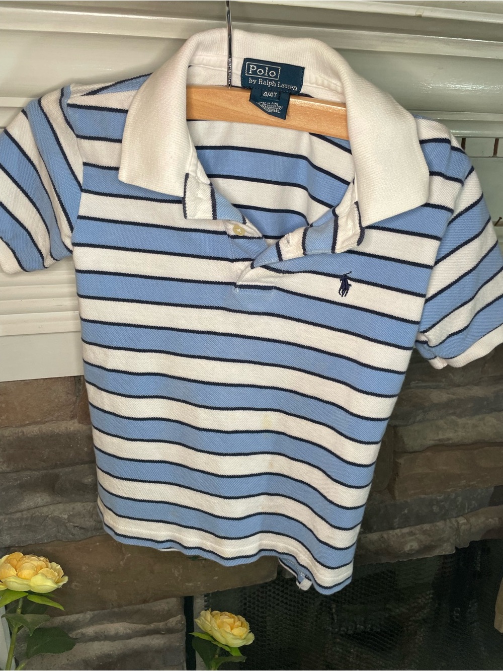 Ralph Lauren Light Blue & White Striped Polo Shirt